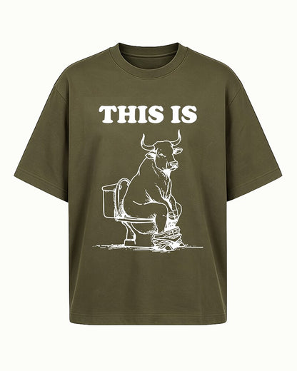 This Is with Bull Sitting on Toilet Visual Pun Graphic T-Shirt - product image 4
