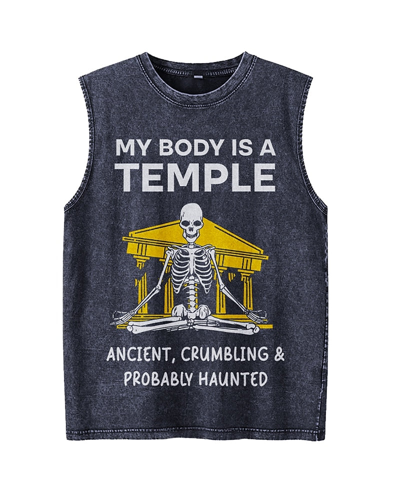 My Body Is a Temple, Ancient, Crumbling & Probably Haunted - Washed Cotton Tank Top - product image 1