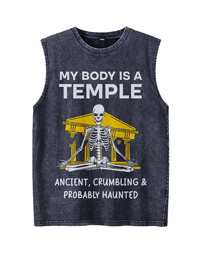 My Body Is a Temple, Ancient, Crumbling & Probably Haunted - Washed Cotton Tank Top - product image 1