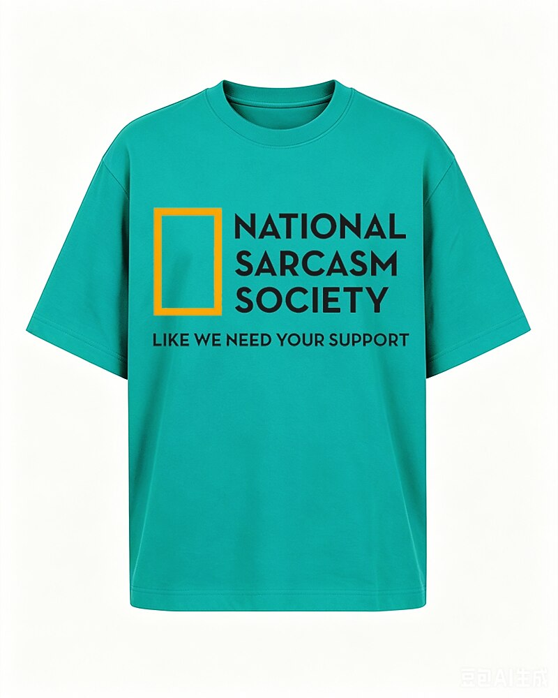 National Sarcasm Society: Like We Need Your Support quote on Beige cotton T-shirt