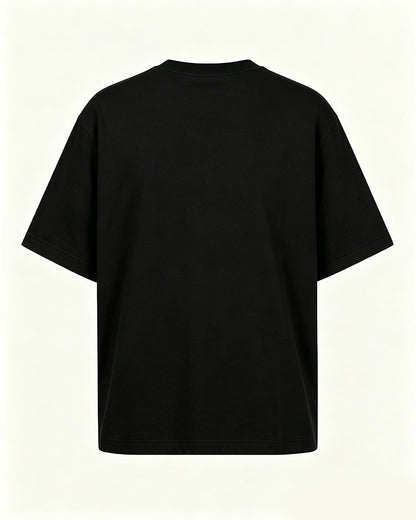 man boxing a bear graphic on Black cotton T-shirt