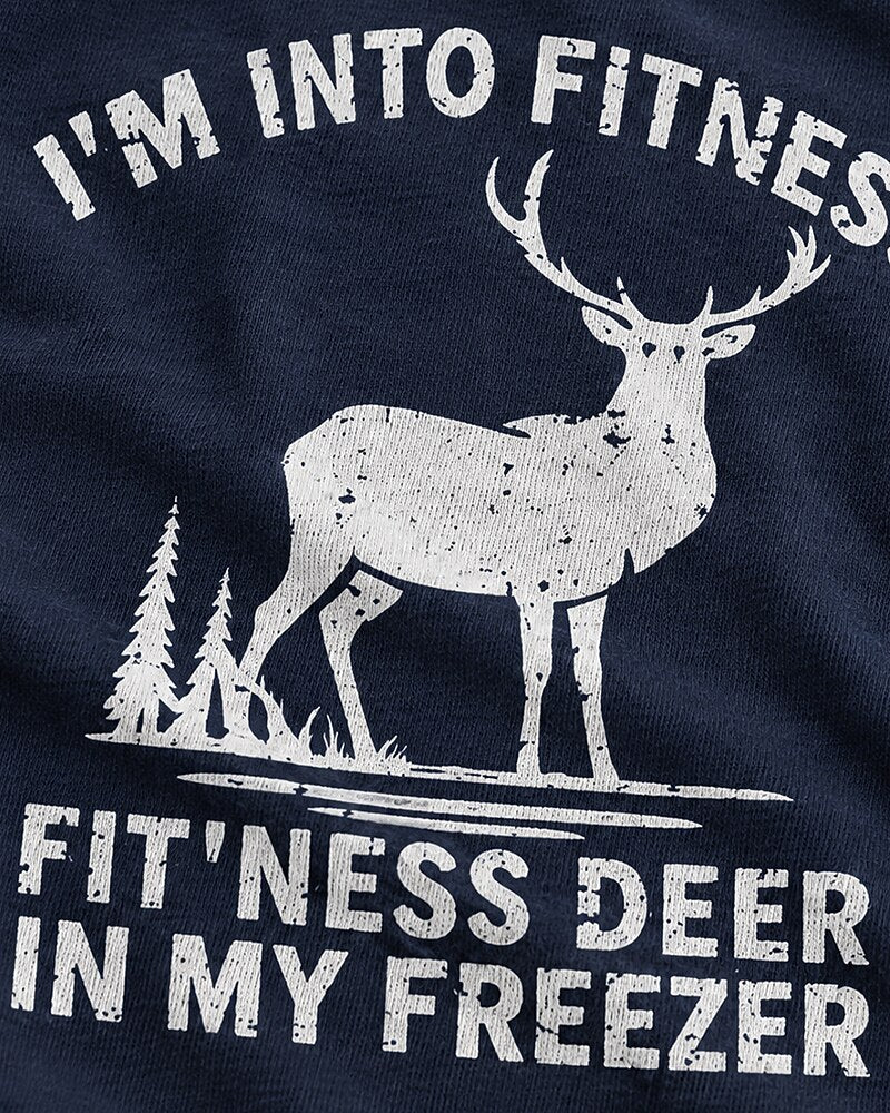 I'm Into Fitness, Fitness Deer in My Freezer men's T-shirt view 2
