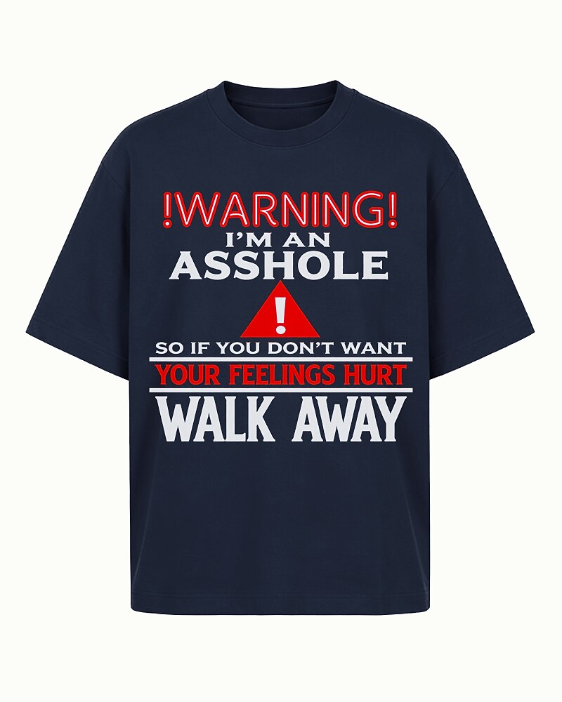 Warning sarcastic statement graphic on Black cotton T-shirt