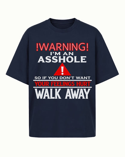 Warning sarcastic statement graphic on Black cotton T-shirt