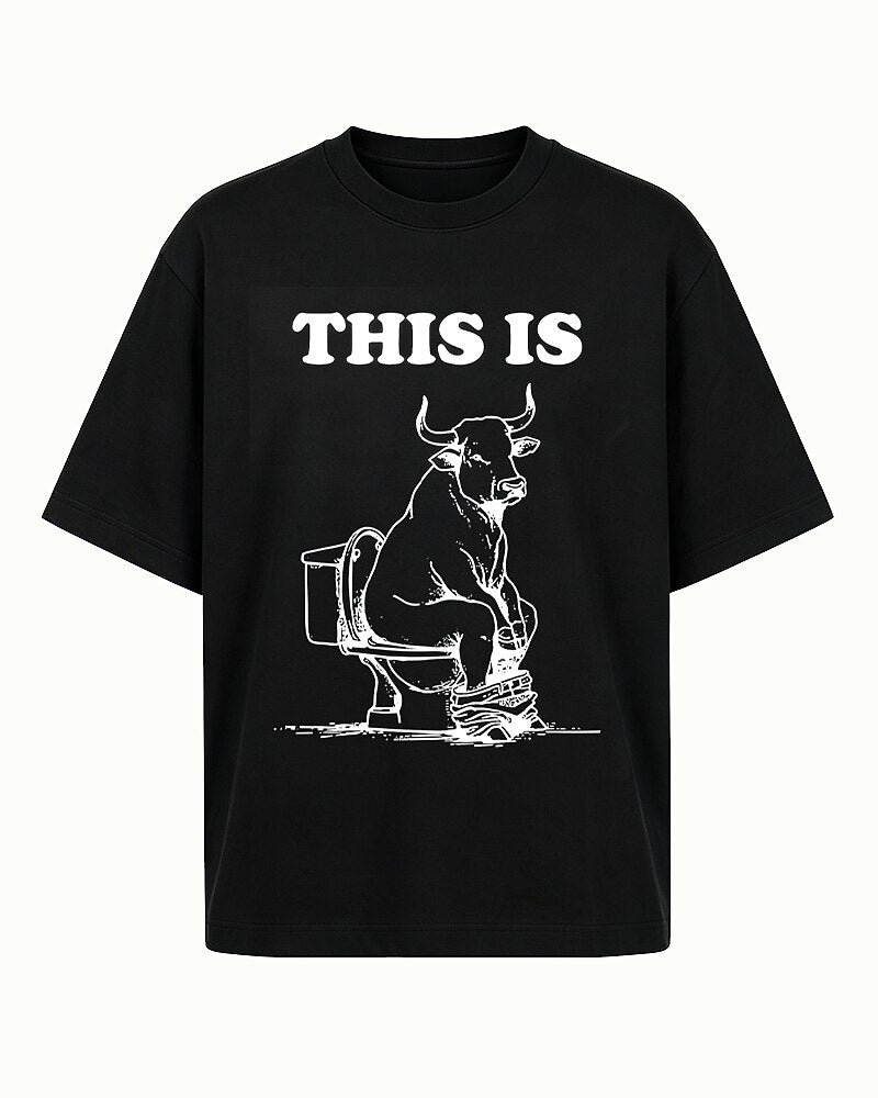 This Is with Bull Sitting on Toilet Visual Pun Graphic T-Shirt - product image 6