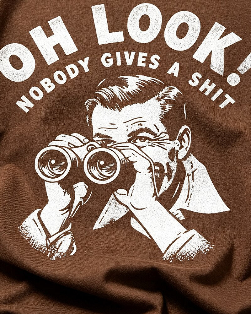 Oh Look! Nobody Gives a Shit quote on Brick red cotton T-shirt