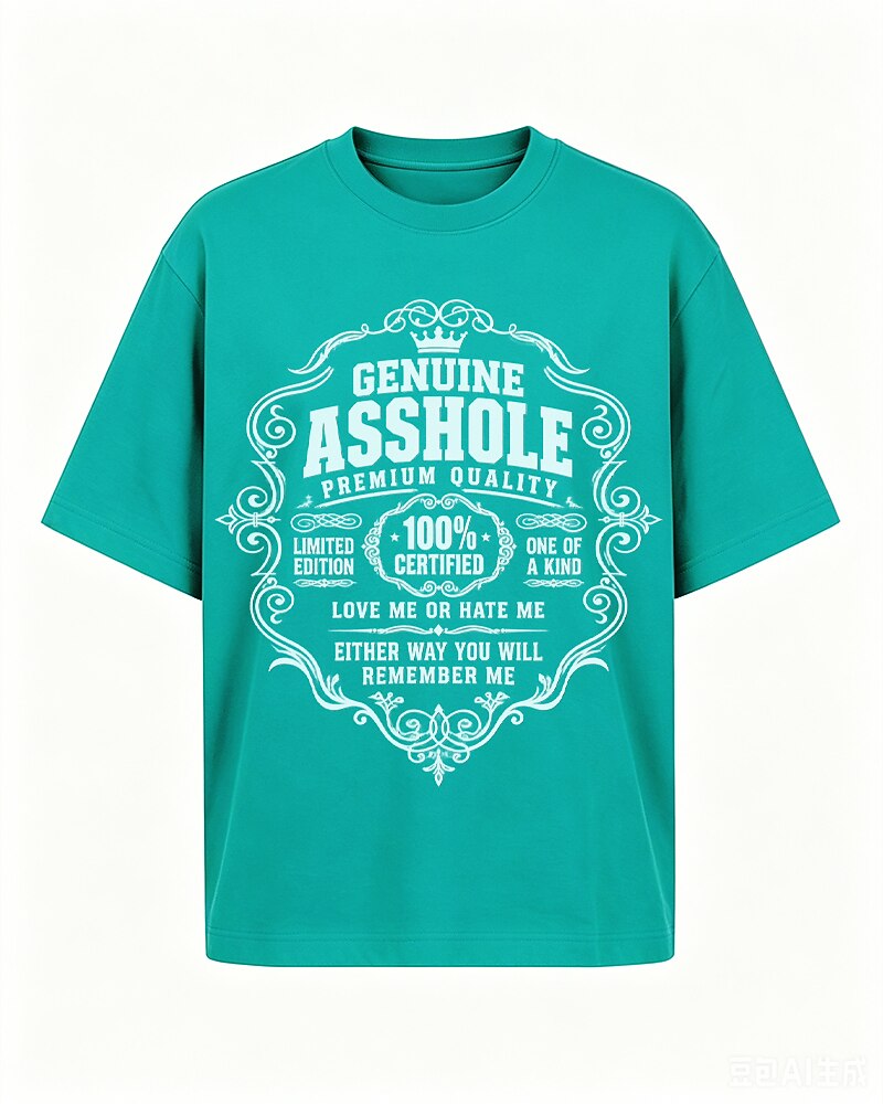 Genuine Asshole: Love Me or Hate Me quote on Nile Blue cotton T-shirt