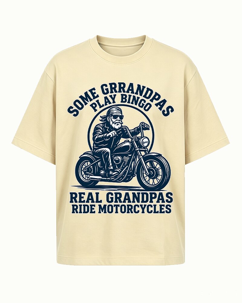Some Grandpas Play Bingo, Real Grandpas Ride Motorcycles quote on White cotton T-shirt