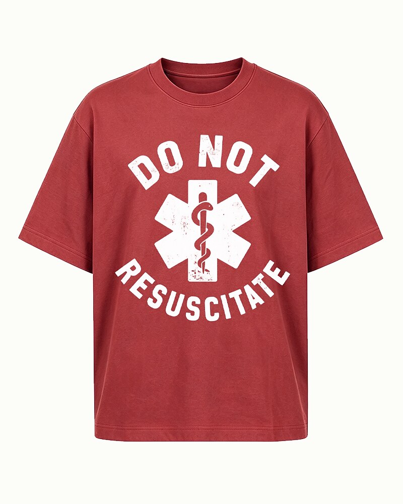 Do Not Resuscitate Star of Life graphic on Black cotton T-shirt