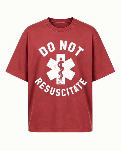 Do Not Resuscitate Star of Life graphic on Black cotton T-shirt