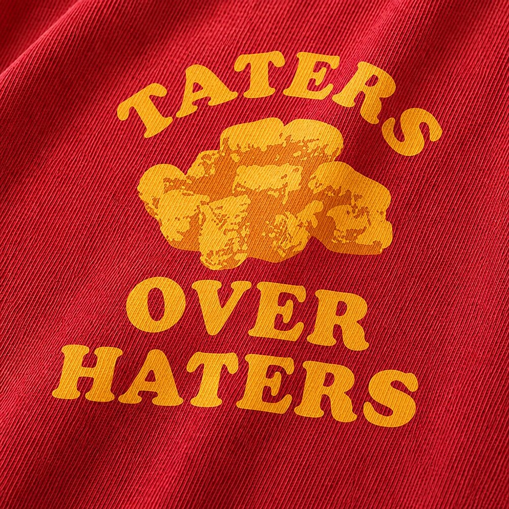 Taters Over Haters quote on Navy Blue cotton T-shirt
