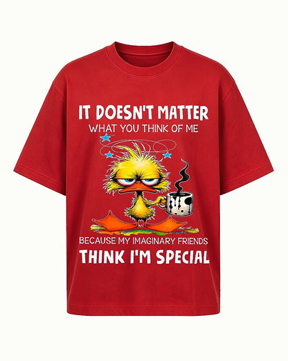 It Doesn't Matter What You Think of Me Because My Imaginary Friends Think I'm Special with Crazy Duck Holding Coffee Graphic T-Shirt - product image 7